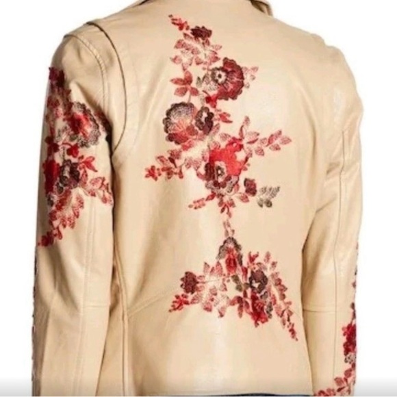Blank NYC Beige Floral Embroidered Moto Jacket NWT - Picture 2 of 8